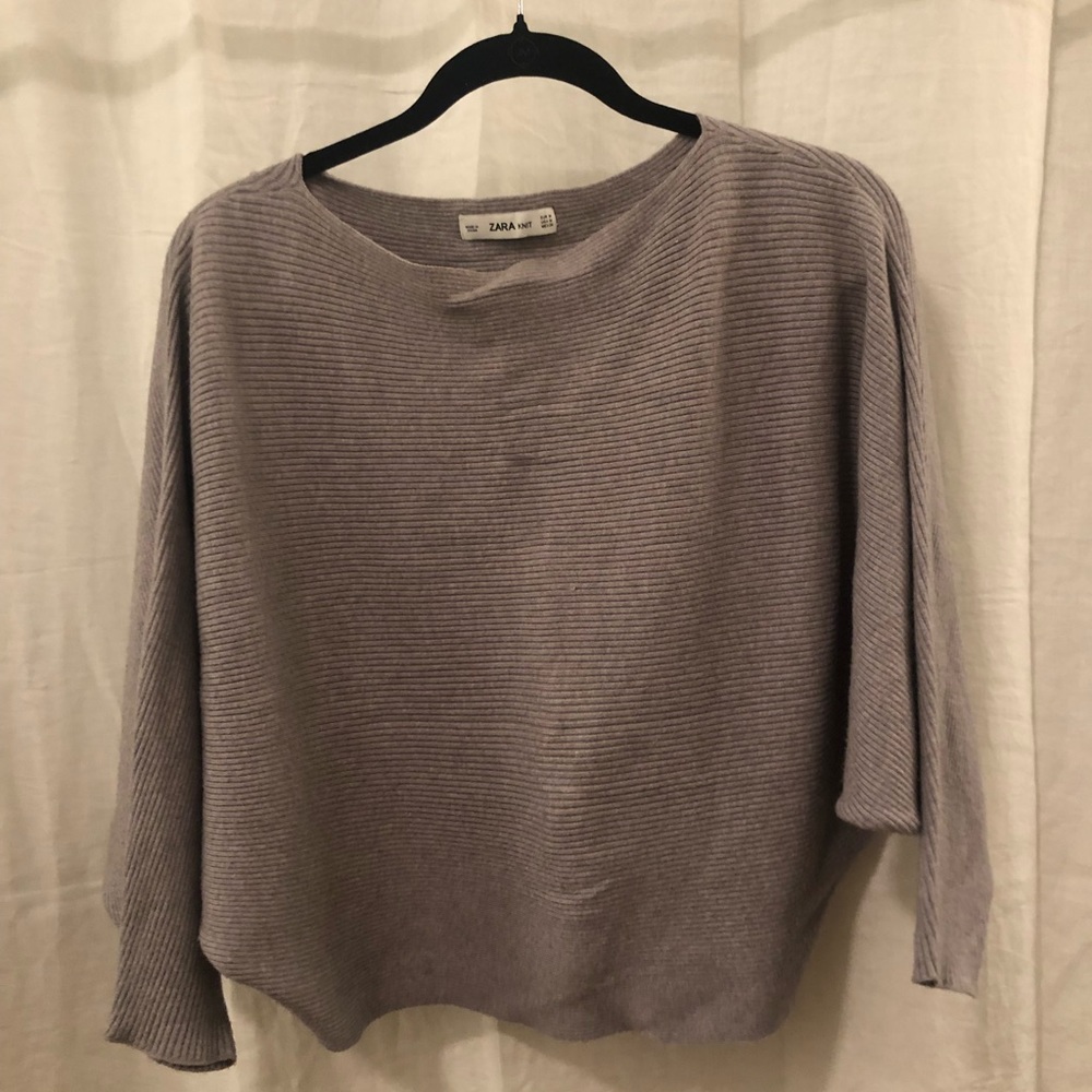 Grey, off shoulder sweater